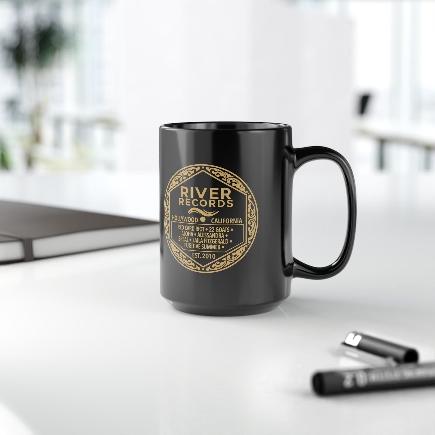 River Records Black Mug