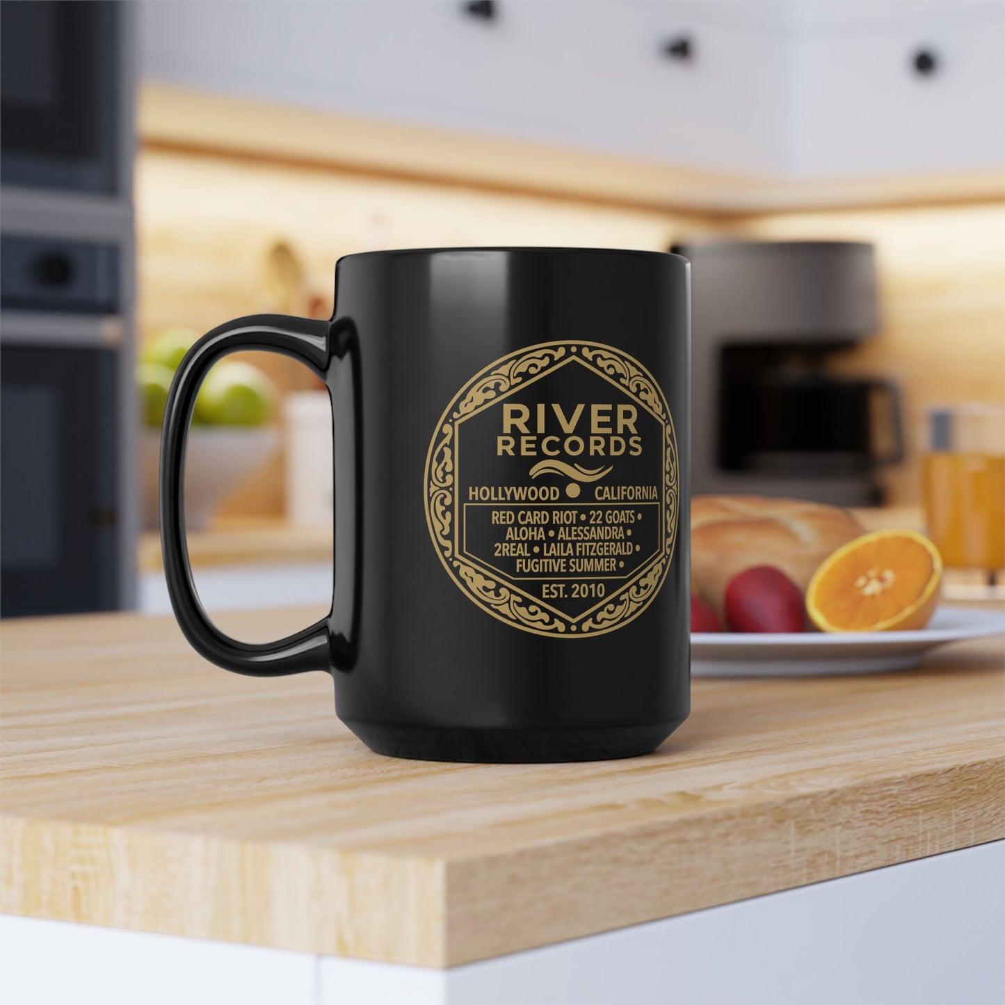 River Records Black Mug