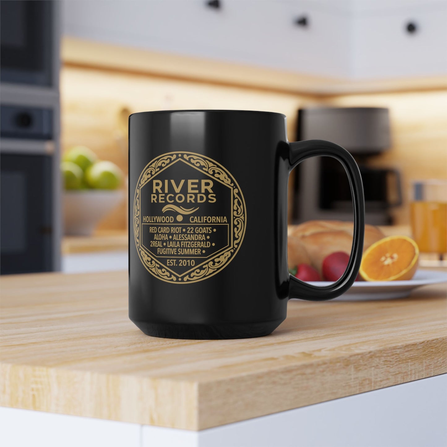 River Records Black Mug